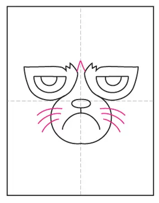 Easy How to Draw Grumpy Cat Tutorial, Grumpy Cat Coloring Page